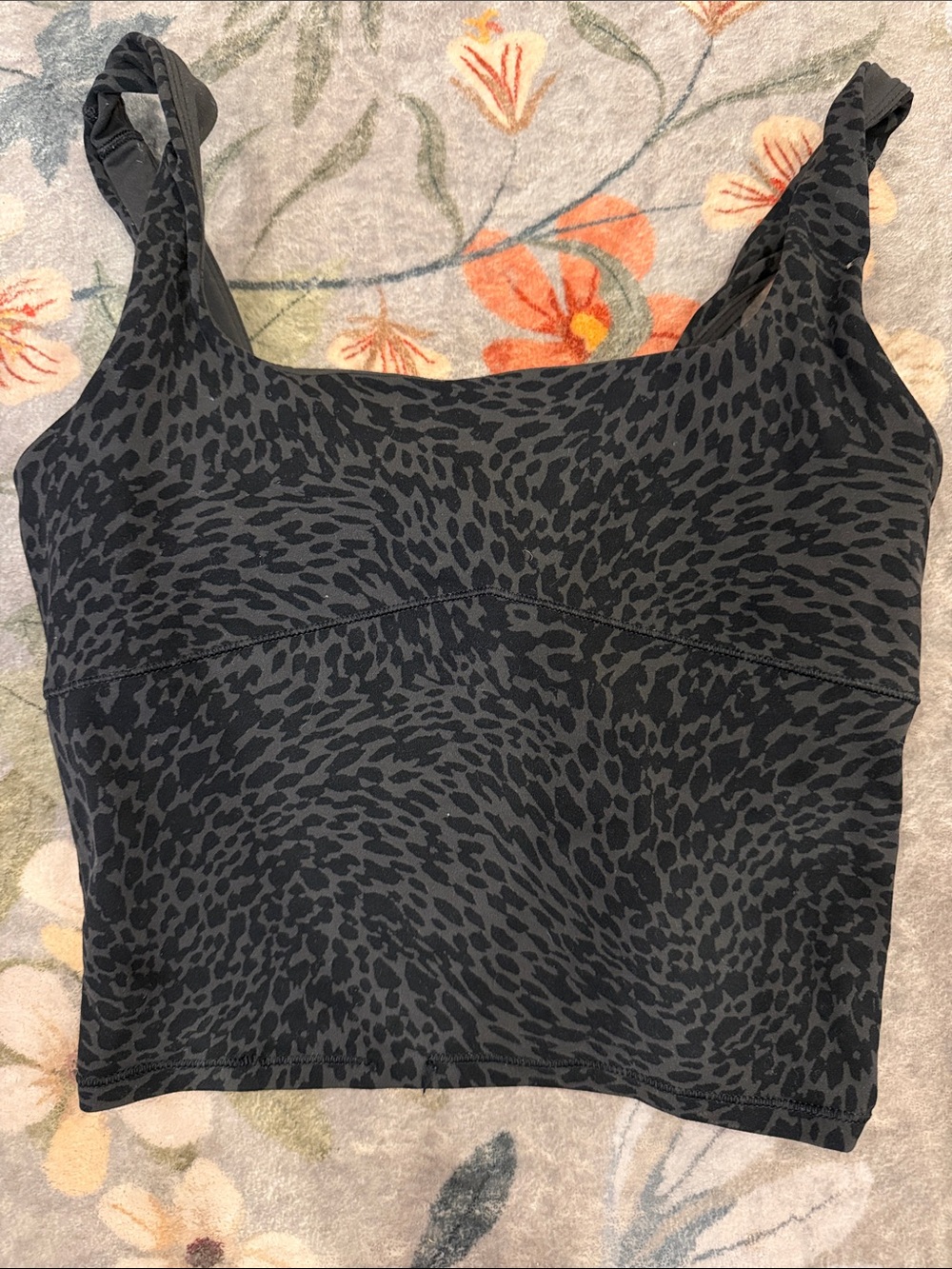 Vuori Black and Charcoal Animal-Print Camisole